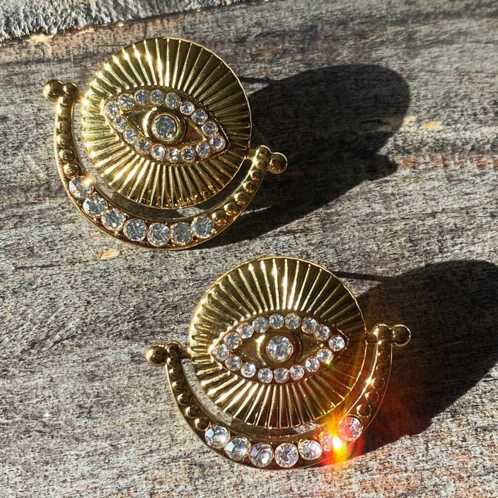 NEW Protection Eye Rhinestone Dangle Earrings - Picture 9 of 9